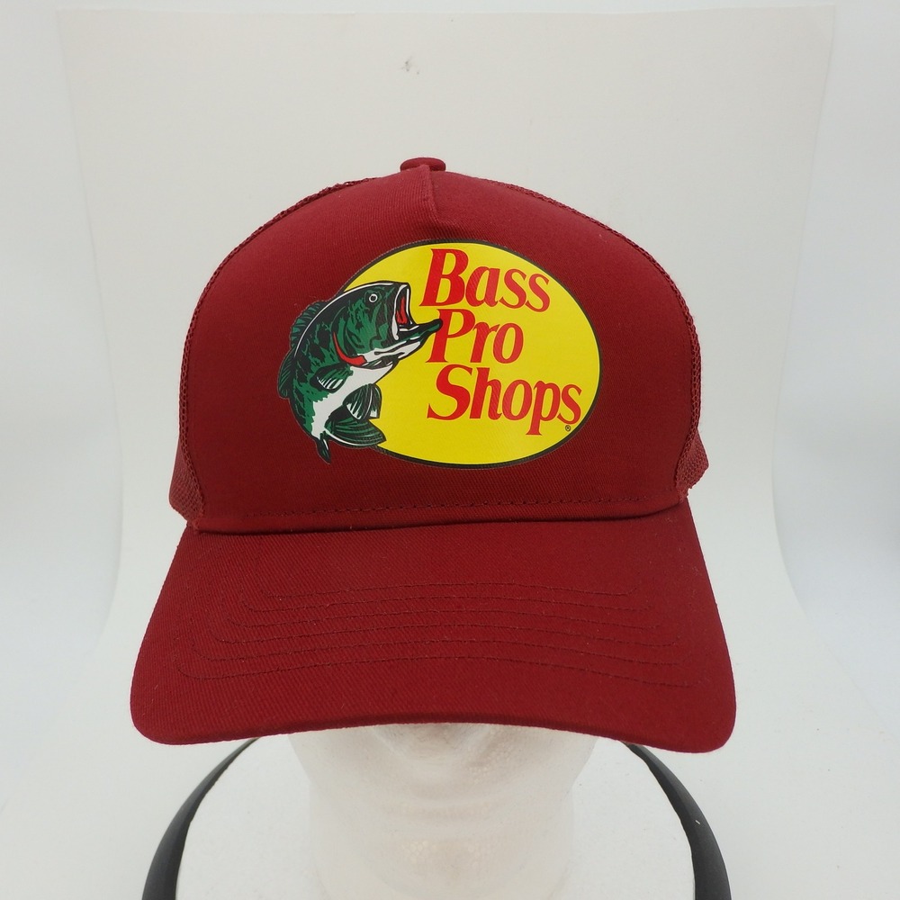 Bass Pro Shops Red Mesh Trucker Hat Fishing Outdoors Mens Adjustable Snapback